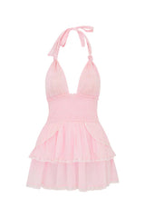 Deanna Halter Dress ~ Pink - Shake Your Bon Bon