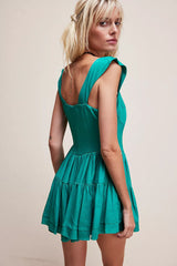 The Elisabeth Romper Dress ~ Emerald Satin