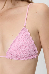 Elena Crochet Shine Bikini Top ~ Blush - Shake Your Bon Bon