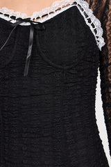 Evangelina Lace Mini Dress ~ Black - Shake Your Bon Bon
