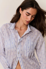 Hudley Floral Cotton Unisex Shirt ~ Denim Sky - Shake Your Bon Bon