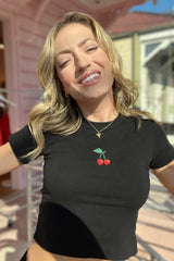 It's the Little Things Ribbed Baby Tee ~ Cherry - Shake Your Bon Bon