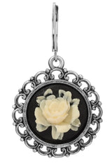 Ivory White Flower Cameo Drop Earrings - Shake Your Bon Bon
