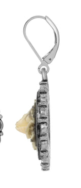 Ivory White Flower Cameo Drop Earrings - Shake Your Bon Bon