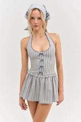 Janice Halter Mini Dress ~ Blue - Shake Your Bon Bon