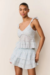 Lainie Floral Cotton Top ~ Snowdrop Blue - Shake Your Bon Bon