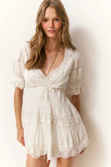 Lilias Cotton Mini Dress ~ Off White - Shake Your Bon Bon