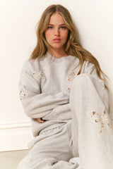 Linetta Lace Bow Pullover ~ Heather Grey - Shake Your Bon Bon