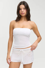 Margot Knit Tube Top ~ White Hibiscus - Shake Your Bon Bon