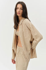 Mindy Button - Down Shirt ~ Brown - Shake Your Bon Bon
