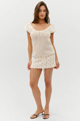 Moss Crochet Mini Dress ~ Sand Dollar - Shake Your Bon Bon