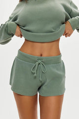 Noah Thermal Mini Shorts ~ Fern - Shake Your Bon Bon