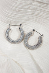 Pave Baby Amalfi Hoops ~ Silver - Shake Your Bon Bon