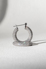 Pave Baby Amalfi Hoops ~ Silver - Shake Your Bon Bon