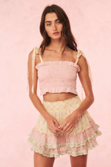 Corbin Cotton Mixed Print Top ~ Pink Lemonade