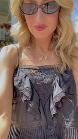 Willia Silk Lace-Detailed Mini Skirt ~ Black