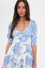 Rosalyn Mini Dress ~ Blue - Shake Your Bon Bon