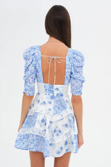Rosalyn Mini Dress ~ Blue - Shake Your Bon Bon