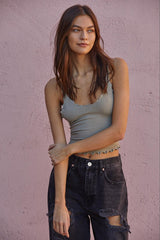 Seamless Scalloped Staple Ribbed Cami - Shake Your Bon Bon