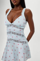 Sedona Satin Lace Mini Dress ~ Tiny Bouquet - Shake Your Bon Bon