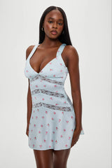 Sedona Satin Lace Mini Dress ~ Tiny Bouquet - Shake Your Bon Bon