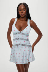 Sedona Satin Lace Mini Dress ~ Tiny Bouquet - Shake Your Bon Bon