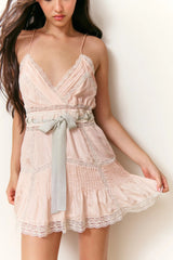 Sibelle Silk Ribbon Mini Dress ~ French Rose - Shake Your Bon Bon