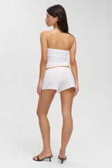 Sophie Knit Mini Shorts ~ White Hibiscus - Shake Your Bon Bon
