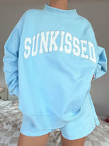 Sunkissed Embroidered Mockneck Sweatshirt ~ Berry Blue - Shake Your Bon Bon