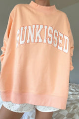 Sunkissed Embroidered Mockneck Sweatshirt ~ Papaya Orange - Shake Your Bon Bon