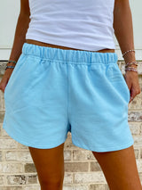 Sunkissed Embroidered Sweat Shorts ~ Berry Blue - Shake Your Bon Bon