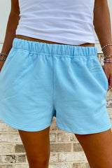 Sunkissed Embroidered Sweat Shorts ~ Berry Blue - Shake Your Bon Bon