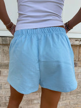 Sunkissed Embroidered Sweat Shorts ~ Berry Blue - Shake Your Bon Bon