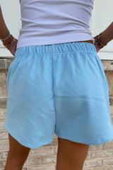 Sunkissed Embroidered Sweat Shorts ~ Berry Blue - Shake Your Bon Bon