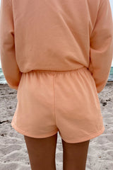 Sunkissed Embroidered Sweat Shorts ~ Papaya Orange - Shake Your Bon Bon