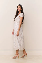 Suvi Floral Cotton Midi Dress ~ Arctic Vanilla - Shake Your Bon Bon
