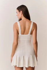 Tabatha Stretch Pointelle Mini Dress ~ White Tea - Shake Your Bon Bon