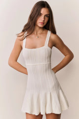 Tabatha Stretch Pointelle Mini Dress ~ White Tea - Shake Your Bon Bon
