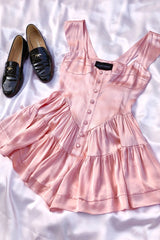 The Elisabeth Romper Dress - Pink Satin - Shake Your Bon Bon