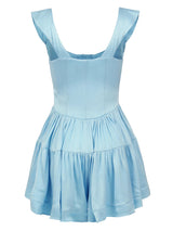 The Elisabeth Romper Dress ~ Sky Blue Satin - Shake Your Bon Bon