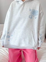 Tropical Embroidered Hoodie ~ Pearl Grey - Shake Your Bon Bon