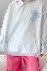 Tropical Embroidered Hoodie ~ Pearl Grey - Shake Your Bon Bon