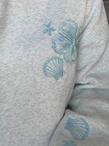 Tropical Embroidered Hoodie ~ Pearl Grey - Shake Your Bon Bon