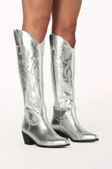 Urson Western Boot ~ Silver Metallic - Shake Your Bon Bon