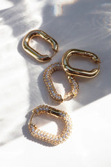 XL Pave Chain Link Hoops ~ Gold - Shake Your Bon Bon