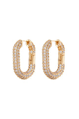 XL Pave Chain Link Hoops ~ Gold - Shake Your Bon Bon