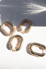 XL Pave Chain Link Hoops ~ Gold - Shake Your Bon Bon