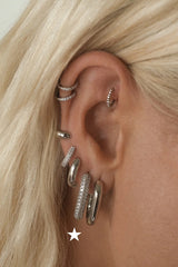 XL Pave Chain Link Hoops ~ Silver - Shake Your Bon Bon