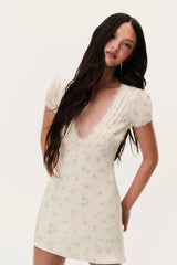 Yasmin Floral Lace-Trimmed Mini Dress ~ Lemon Haze - Shake Your Bon Bon