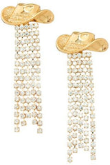 It doesn't get much more fun than these stunning cowboy hat chain drop studs! It's not your first rodeo, so show everyone you're in for a good time with these bedazzled beauties ~ few things say you're here to party like these beauts.